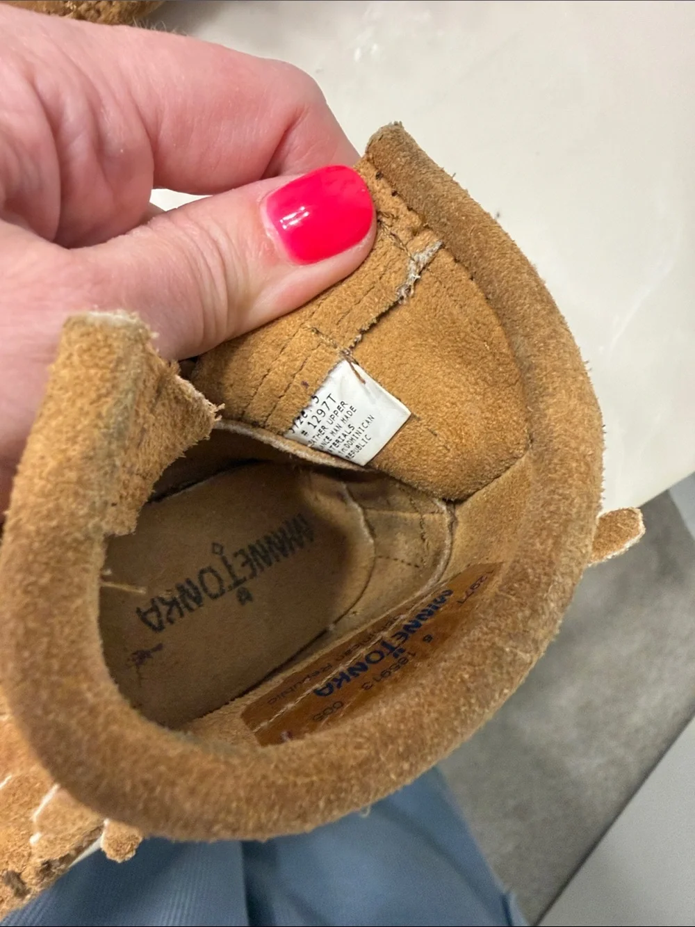 Minnetonka Kids Tan Suede Fringe Moccasins
